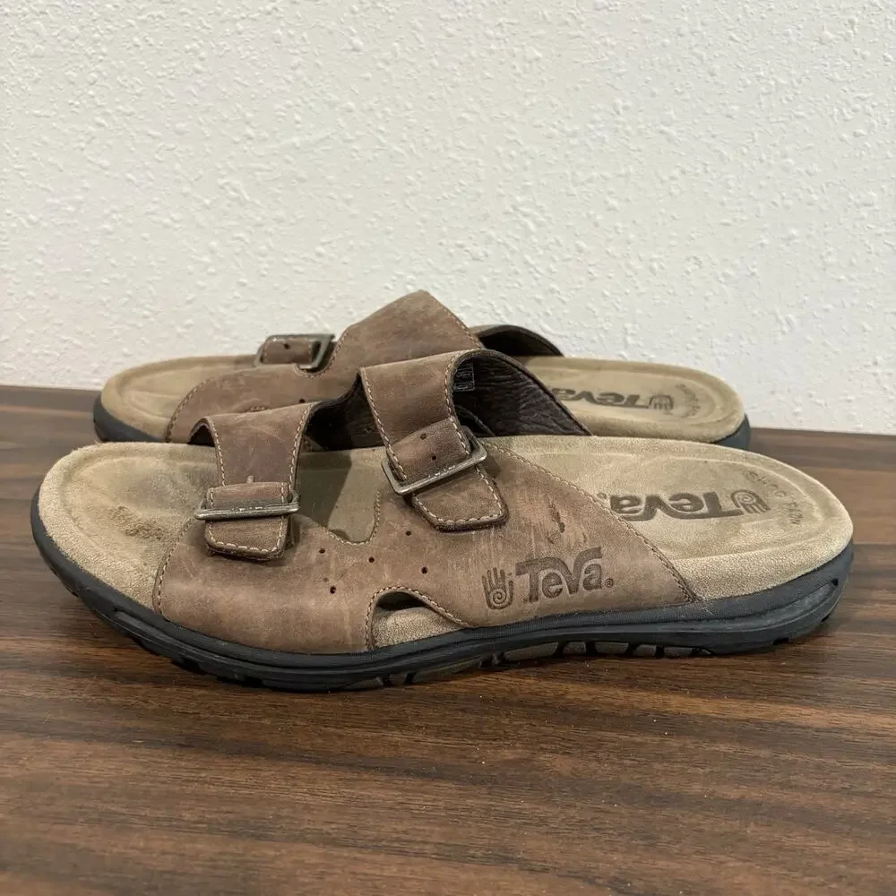 TEVA Lodo 2 Strap Leather Buckle Sandals Mens 10‎ Outdoor #6545 Shoc Pad Sole